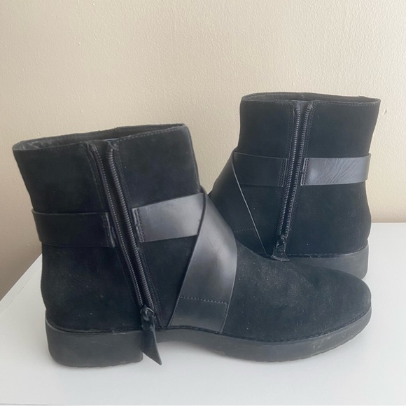 Fitflop Mona Suede Buckle Ankle Boot Women’s Size 8 Black - Picture 9 of 13